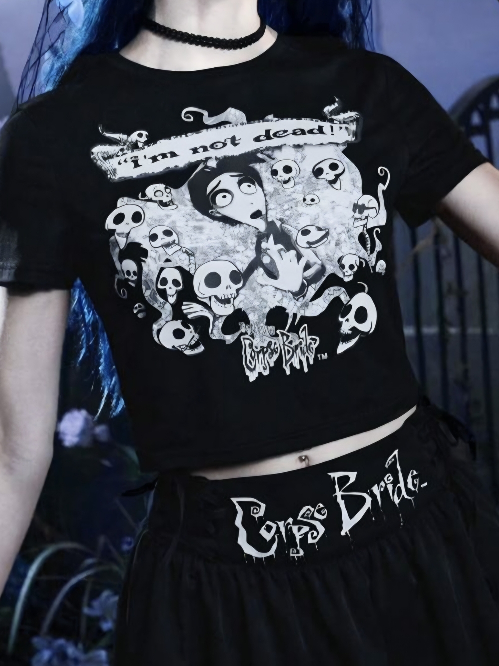 Corpse Bride | ROMWE Skull Graphic Crop Tee Gothic 4XL